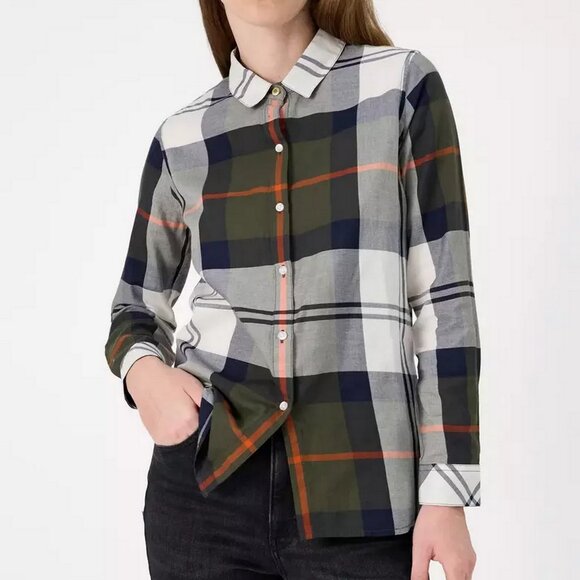 Barbour Tops - Barbour Moorland Check Tartan Relaxed Cotton Long Sleeve Button Down Shirt